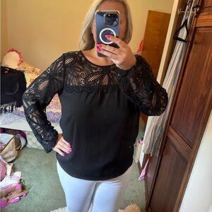 Elegant Black Lace Women's Top
